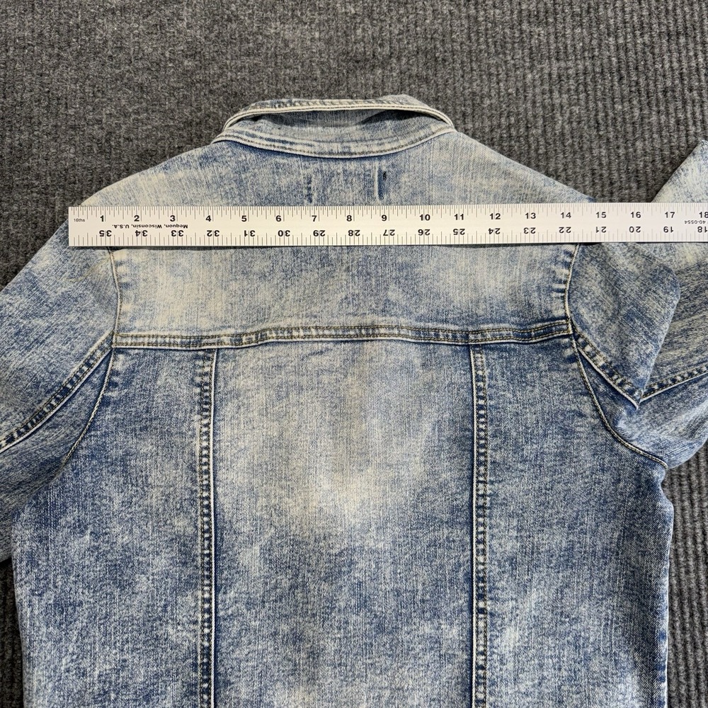 Tinseltown Denim Couture Acid Wash Trucker Jean Jacket Womens Medium Blue Cotton - Picture 10 of 13